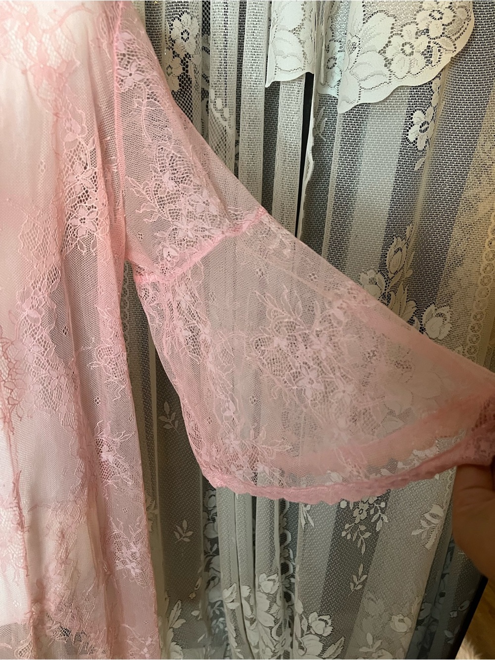 Sheer Lace Robe - Pink - Picture 2 of 4
